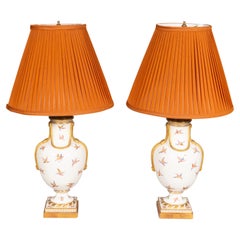 Antique Pair Of French Porcelain Table Lamps