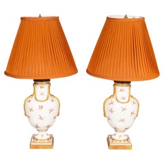 Paire de lampes de table en porcelaine française