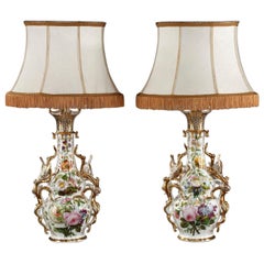 Pair of French Porcelain Vase-Mounted as Lamps in Louis XV Style