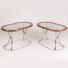 Pair of French Post-War Modernist Oval Coffee Tables attributed to Maison Jansen