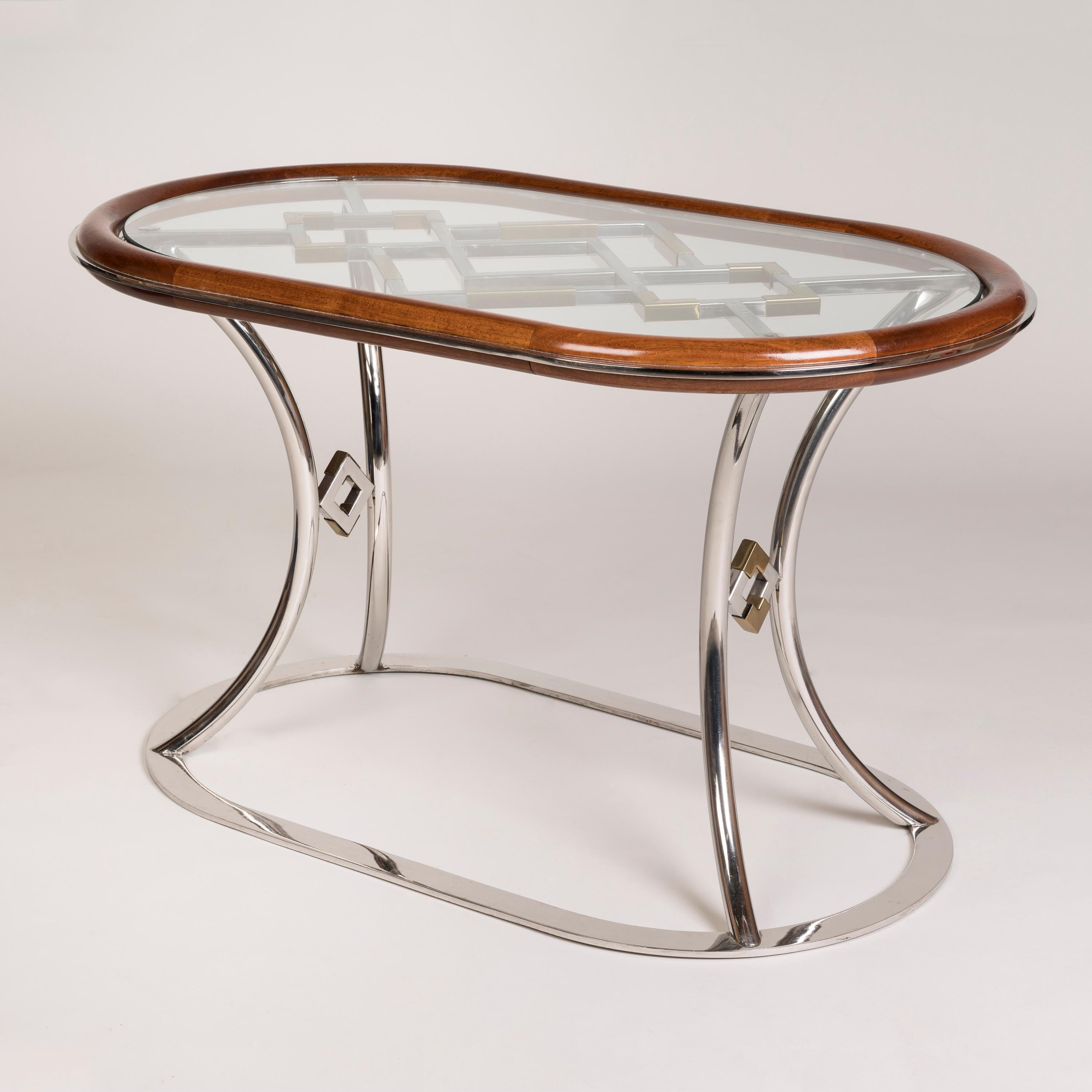 Pair of French Post-War Modernist Oval Coffee Tables attributed to Maison Jansen In Good Condition For Sale In London, GB