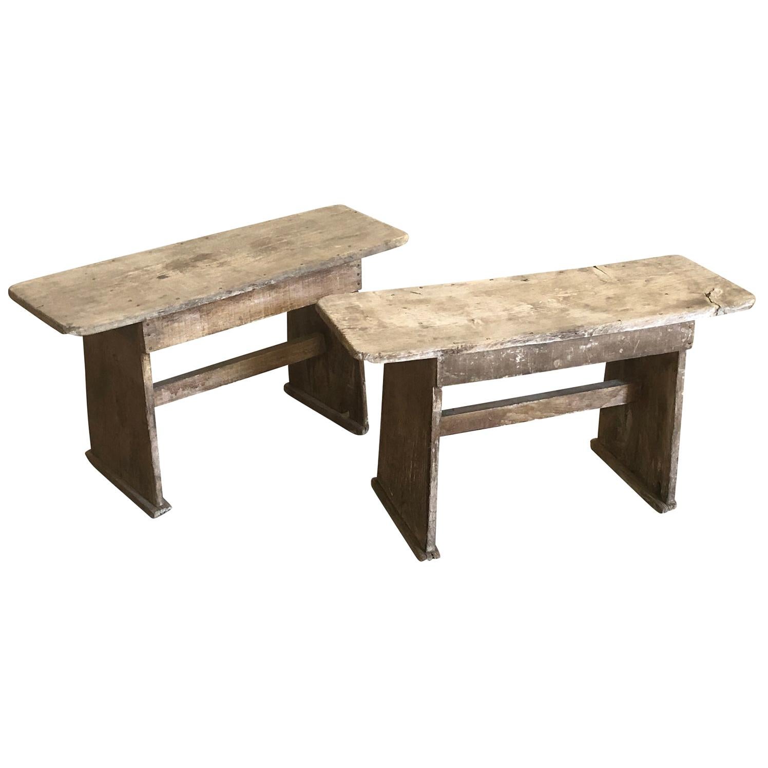 Pair of French Primitive Benches