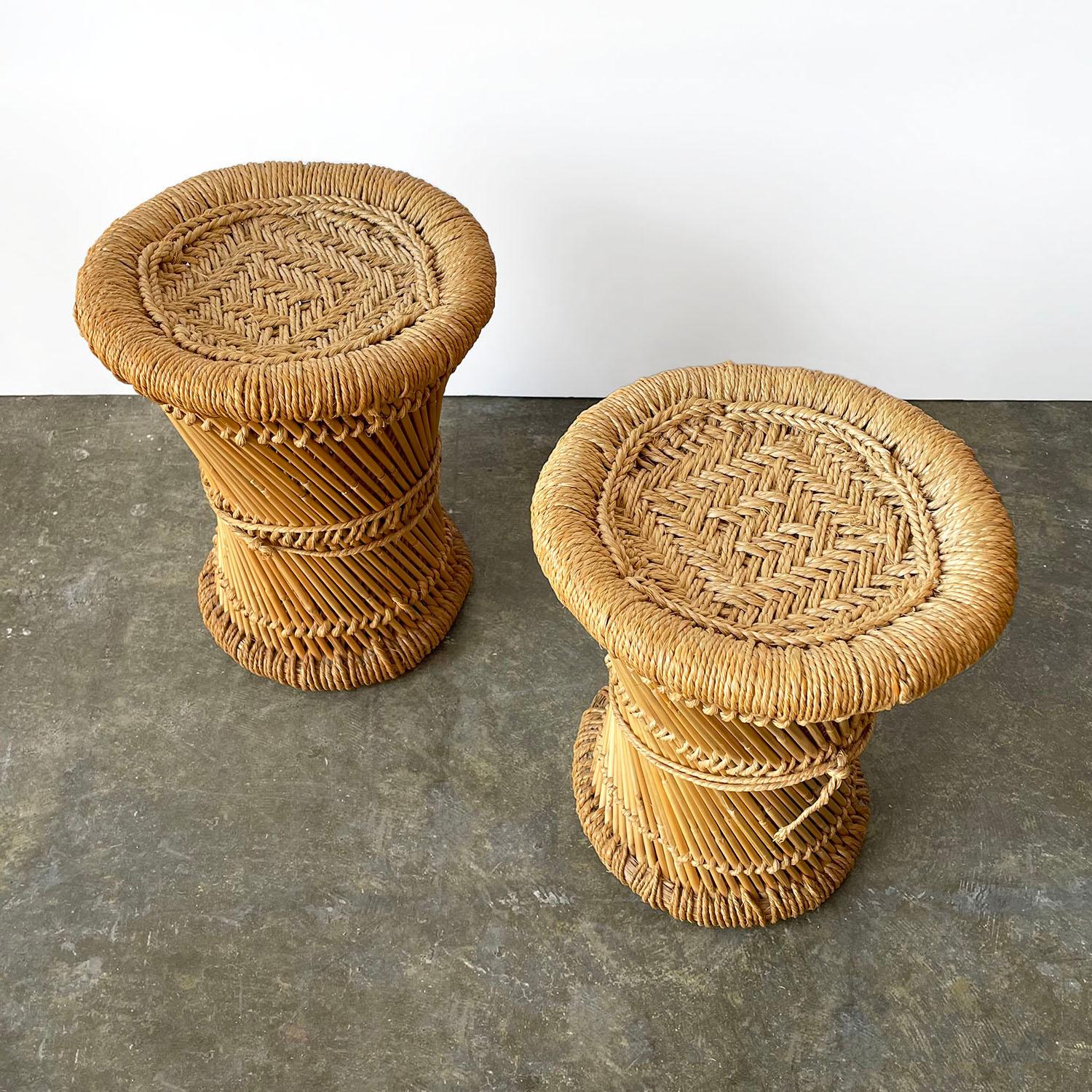 Pair of French Primitive Woven Stools In Good Condition In Los Angeles, CA