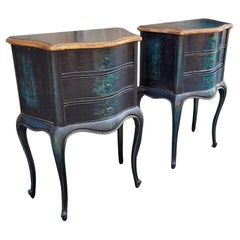 Pair of French Provençal dressers or tables, black and blue wood