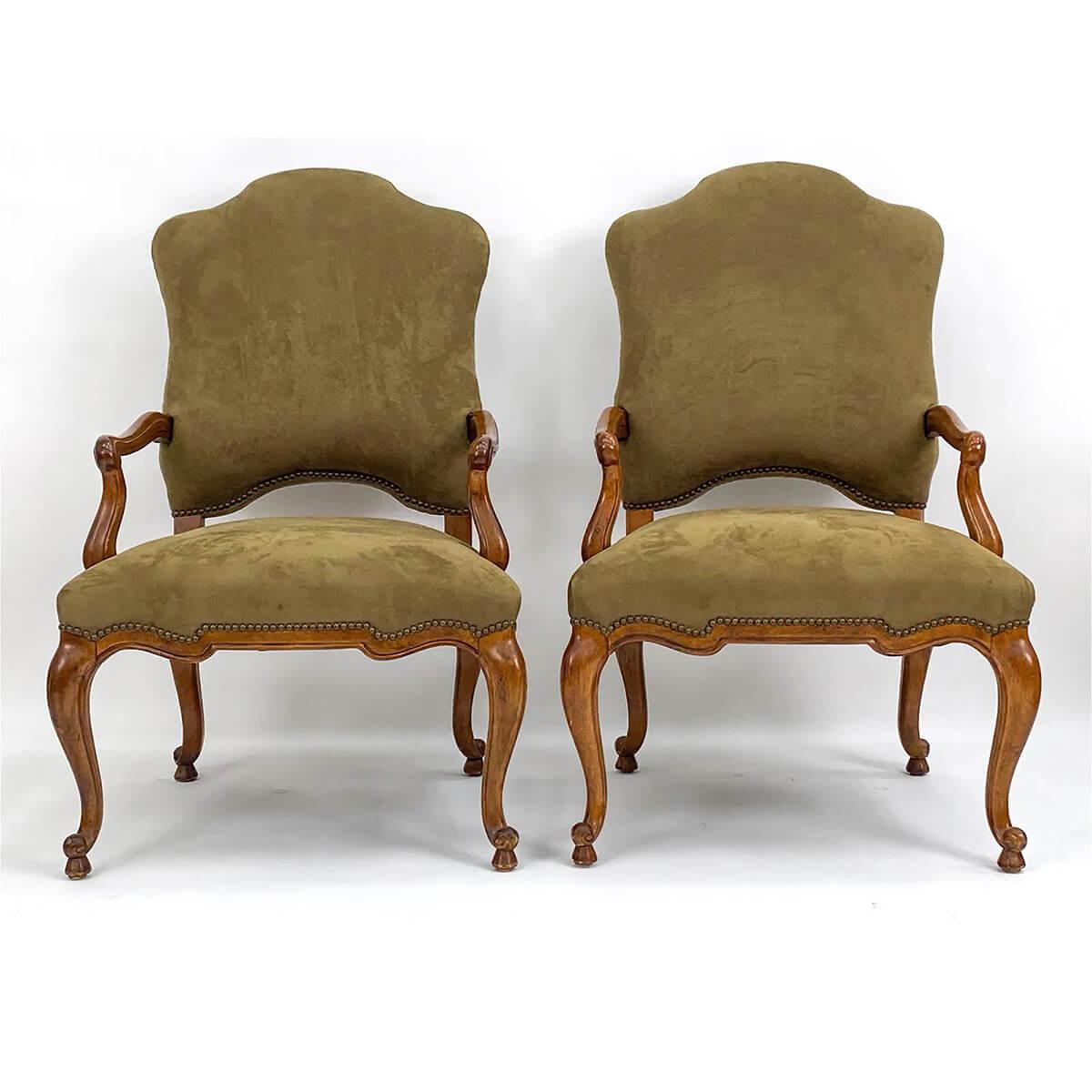 European Pair of French Provincial Antique Armchairs