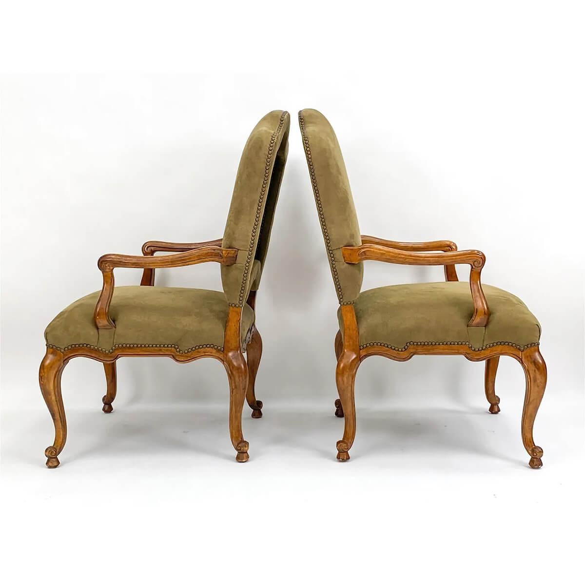 Wood Pair of French Provincial Antique Armchairs