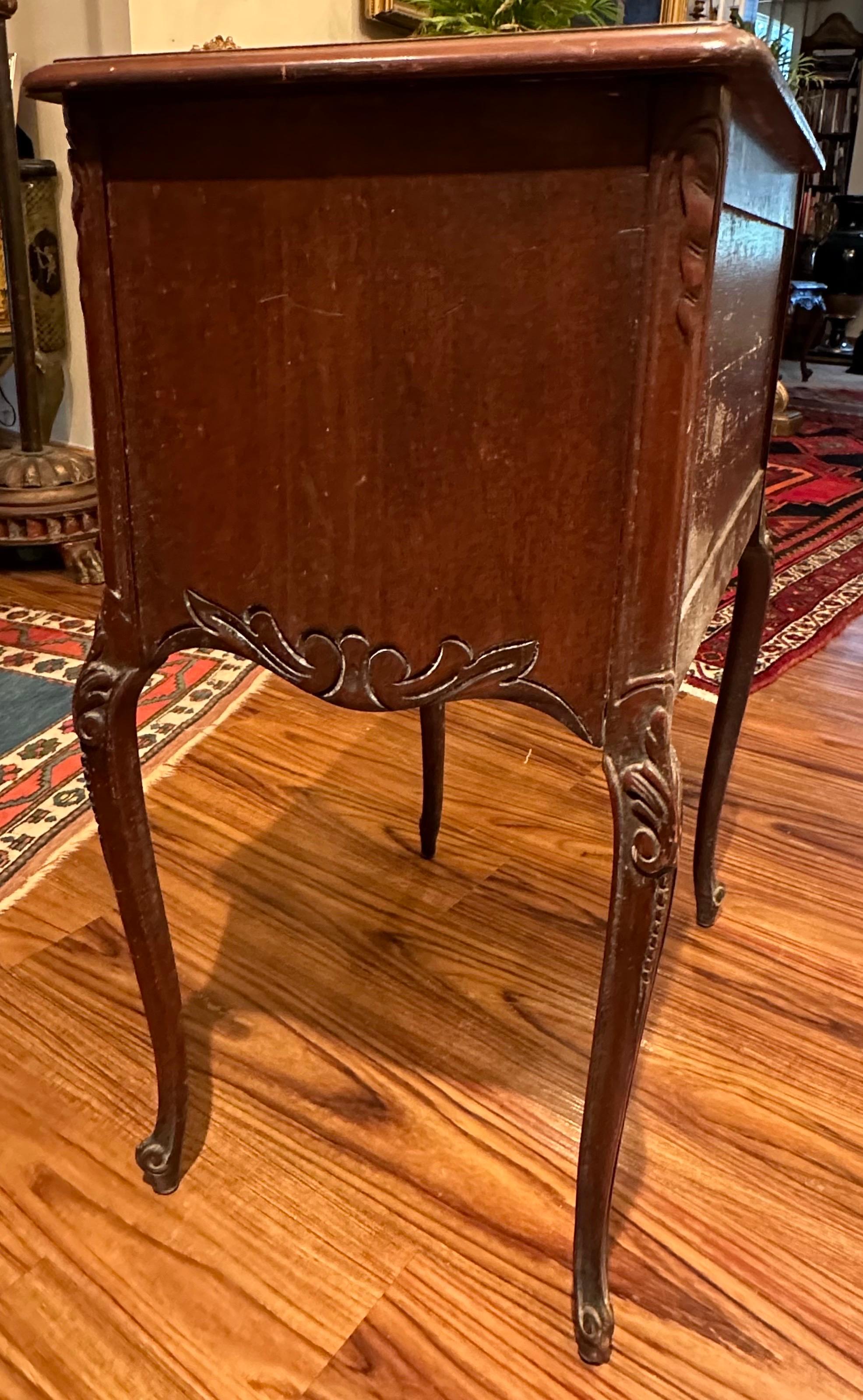 Pair of French Provincial Antique Marble Top Walnut Commodes. For Sale 5