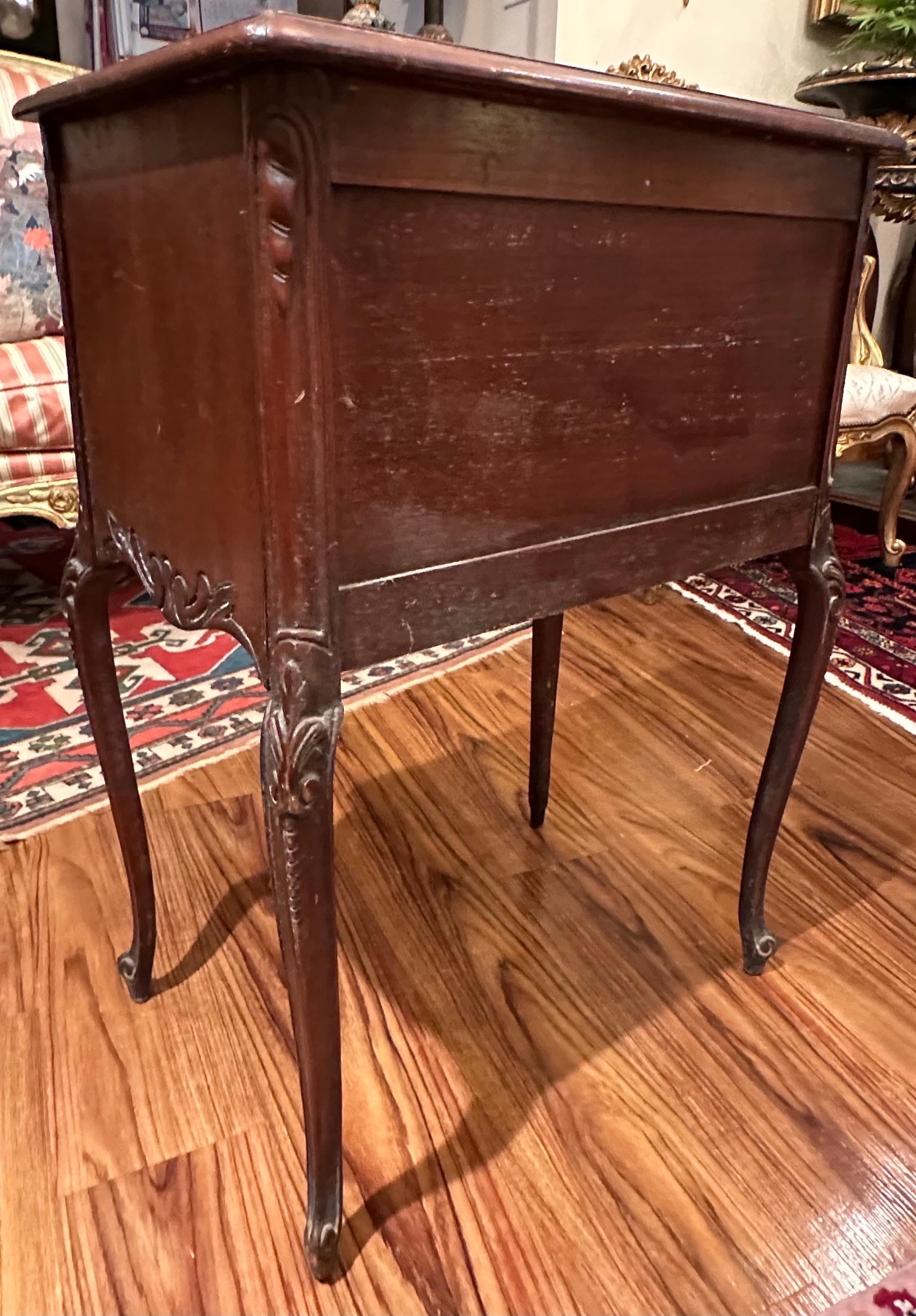 Pair of French Provincial Antique Marble Top Walnut Commodes. For Sale 7