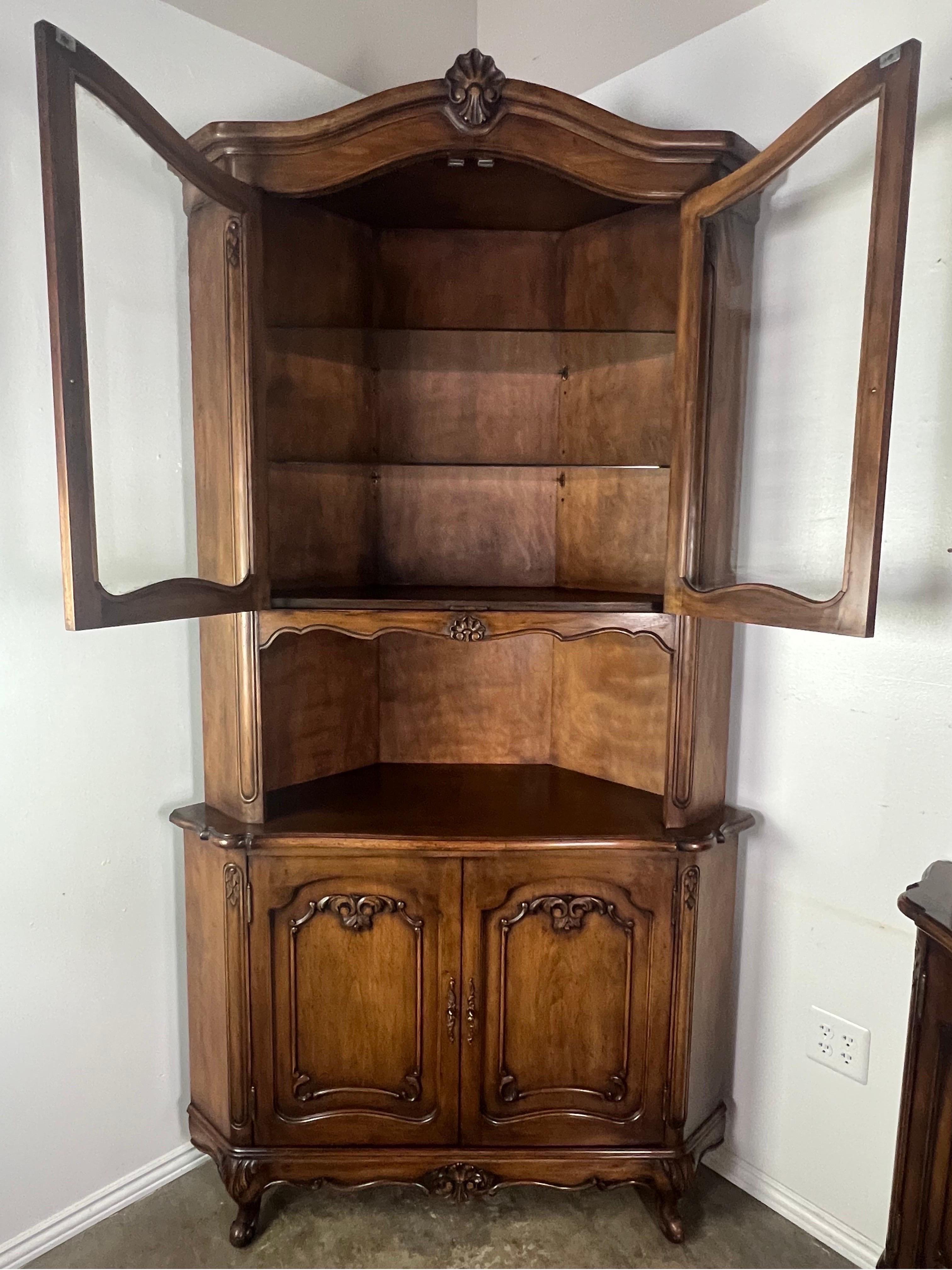 Pair of French Provincial Corner Cabinets C. 1940s 5