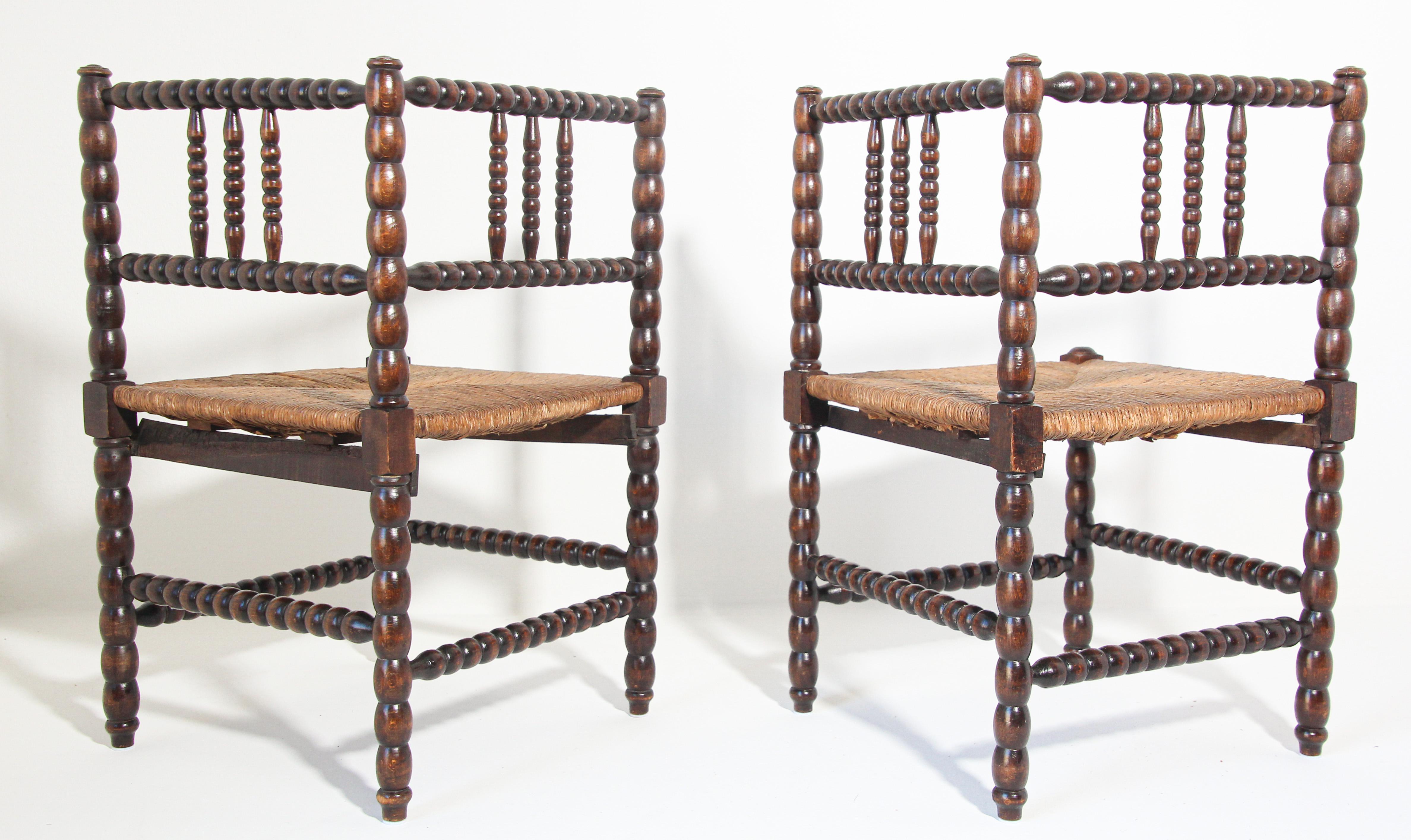 Hand-Carved Pair of French Provincial Corner Chairs