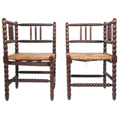 Antique Pair of French Provincial Corner Chairs