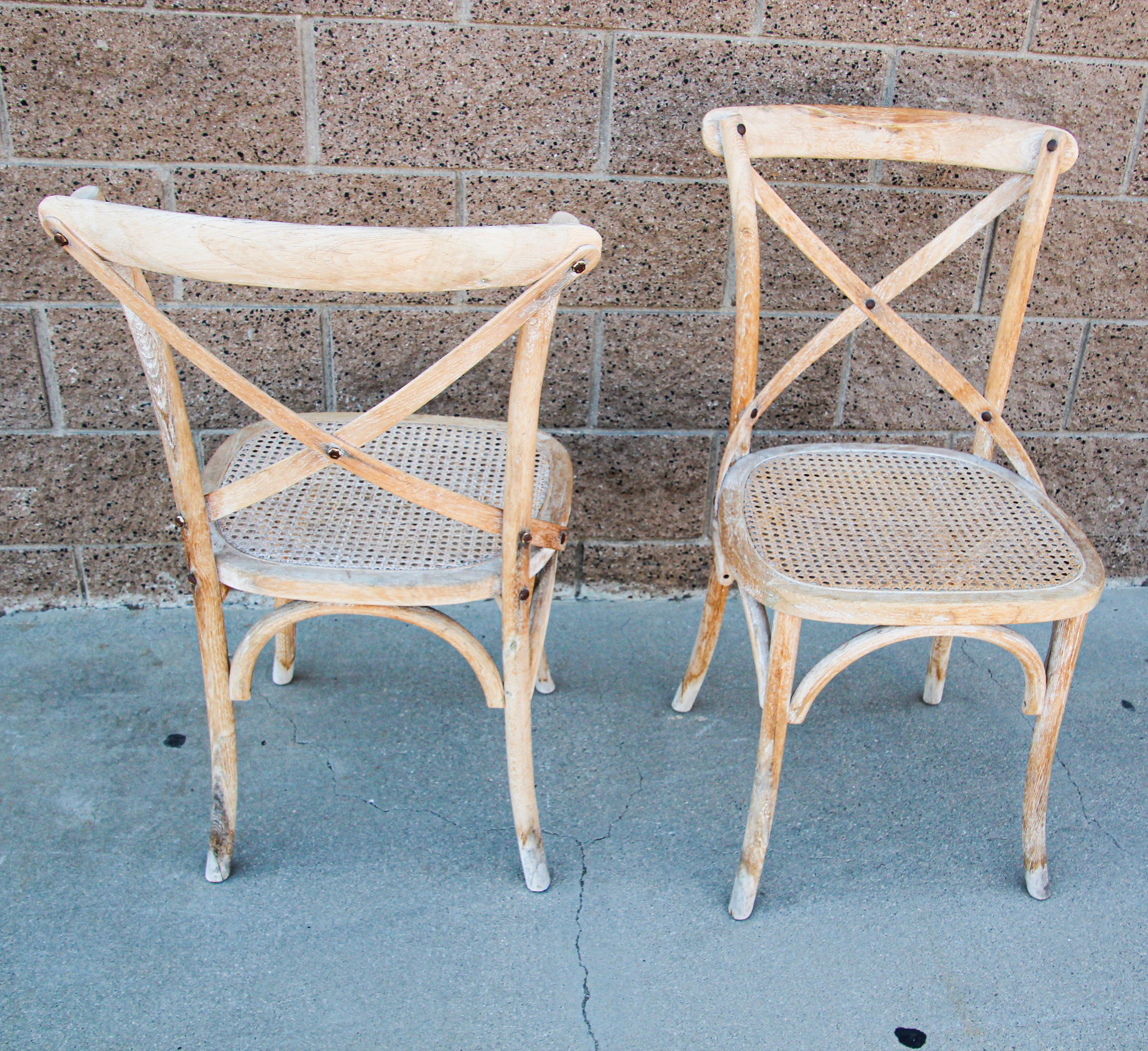 Pair of French Provincial Country Style Distressed Chairs For Sale 5