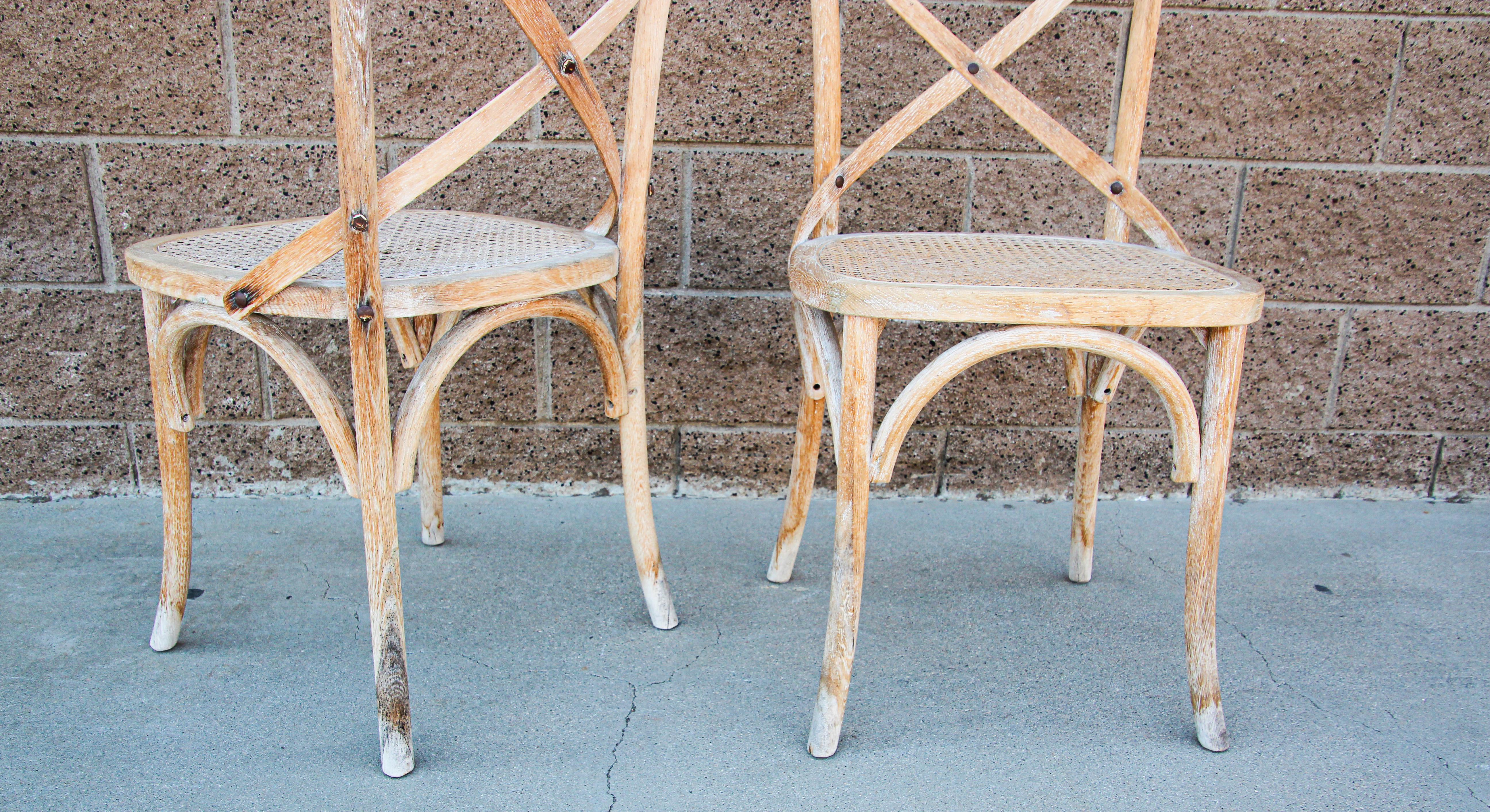 Pair of French Provincial Country Style Distressed Chairs For Sale 7