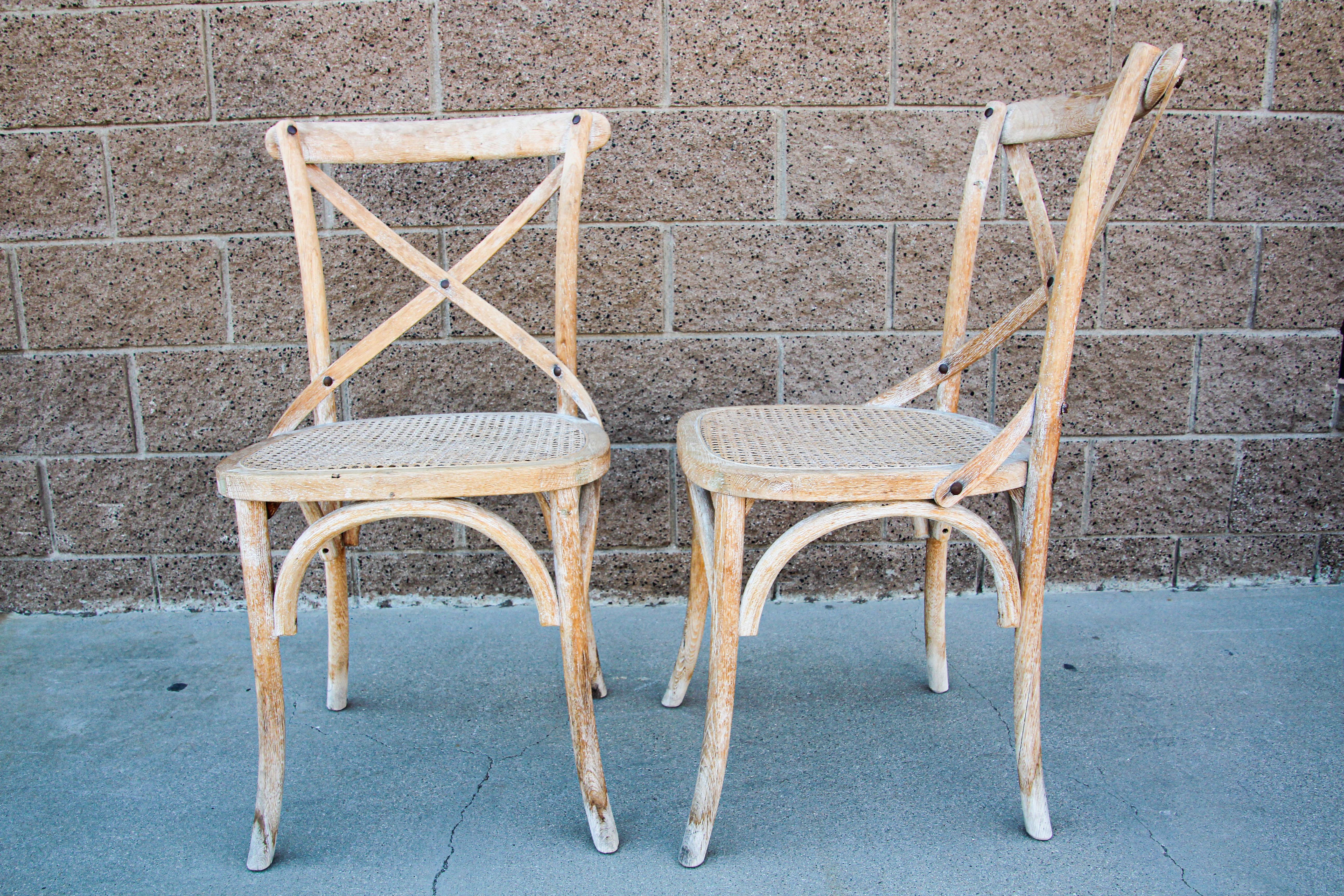 Pair of French Provincial Country Style Distressed Chairs For Sale 10