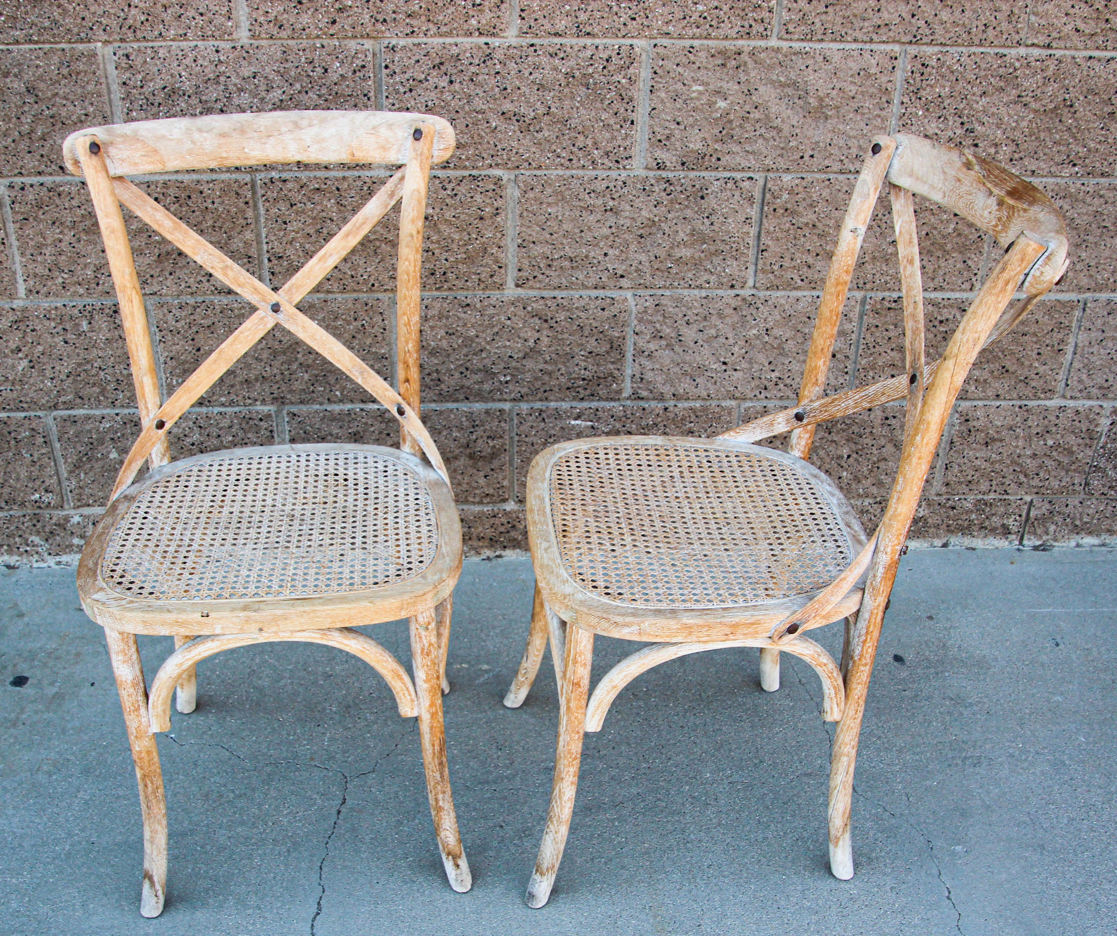 Pair of French Provincial Country Style Distressed Chairs For Sale 11