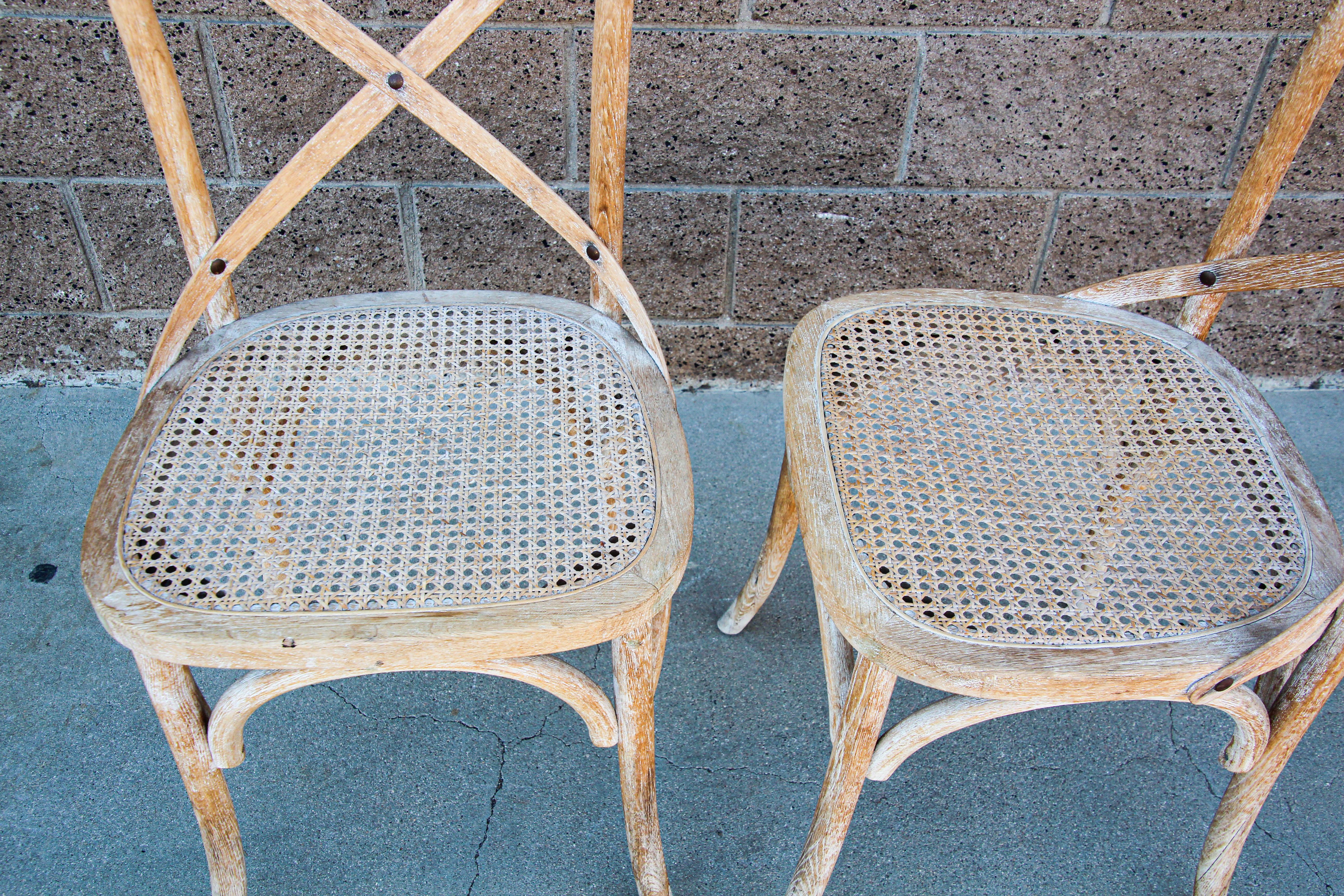 Pair of French Provincial Country Style Distressed Chairs For Sale 12