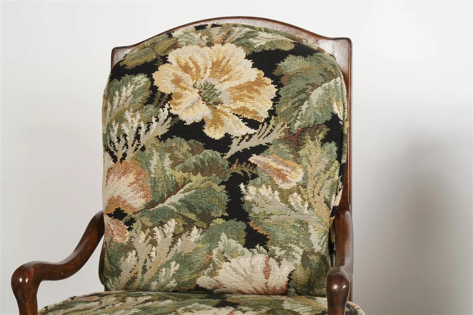 Pair of French Provincial Fruitwood Upholstered Arm Chairs Late 20th Century For Sale 4