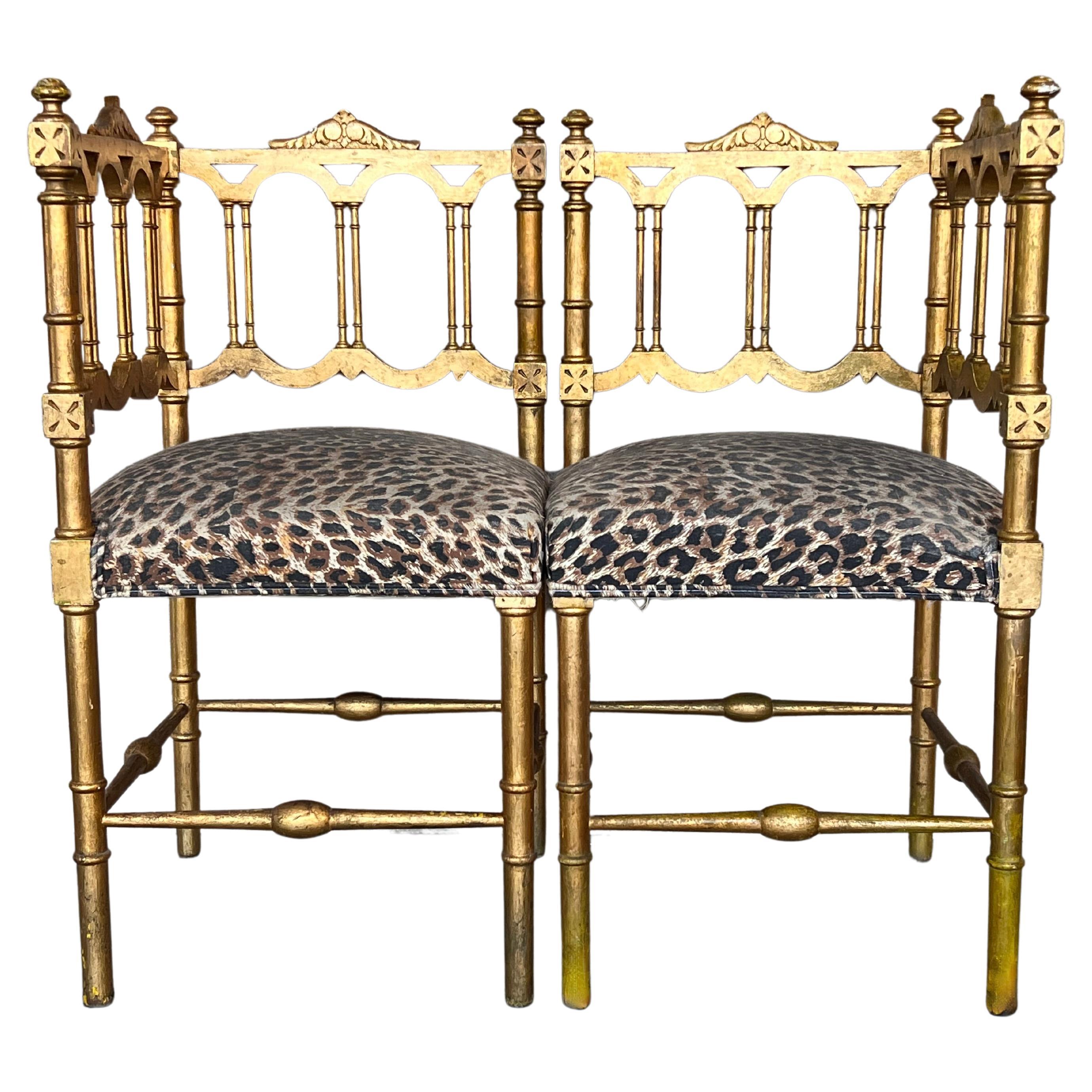 Pair of French Provincial gilded Wood Corner Chairs, circa 1900 For Sale