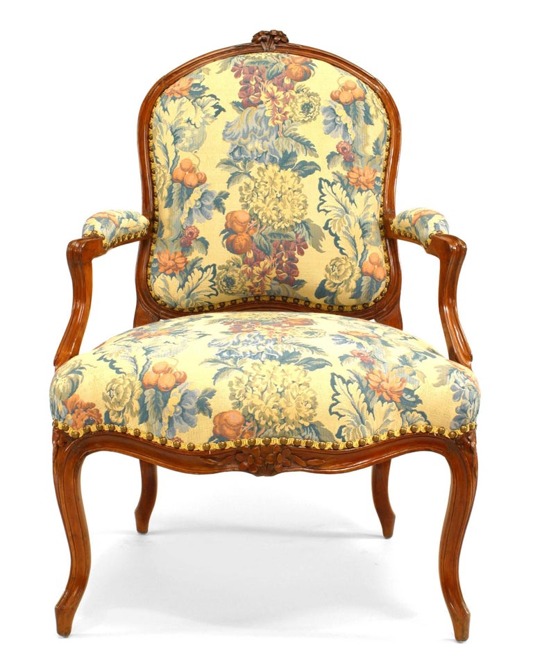 Pair of French Provincial Floral Armchairs For Sale at 1stDibs floral