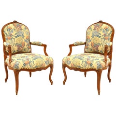 Pair of French Provincial Floral Armchairs