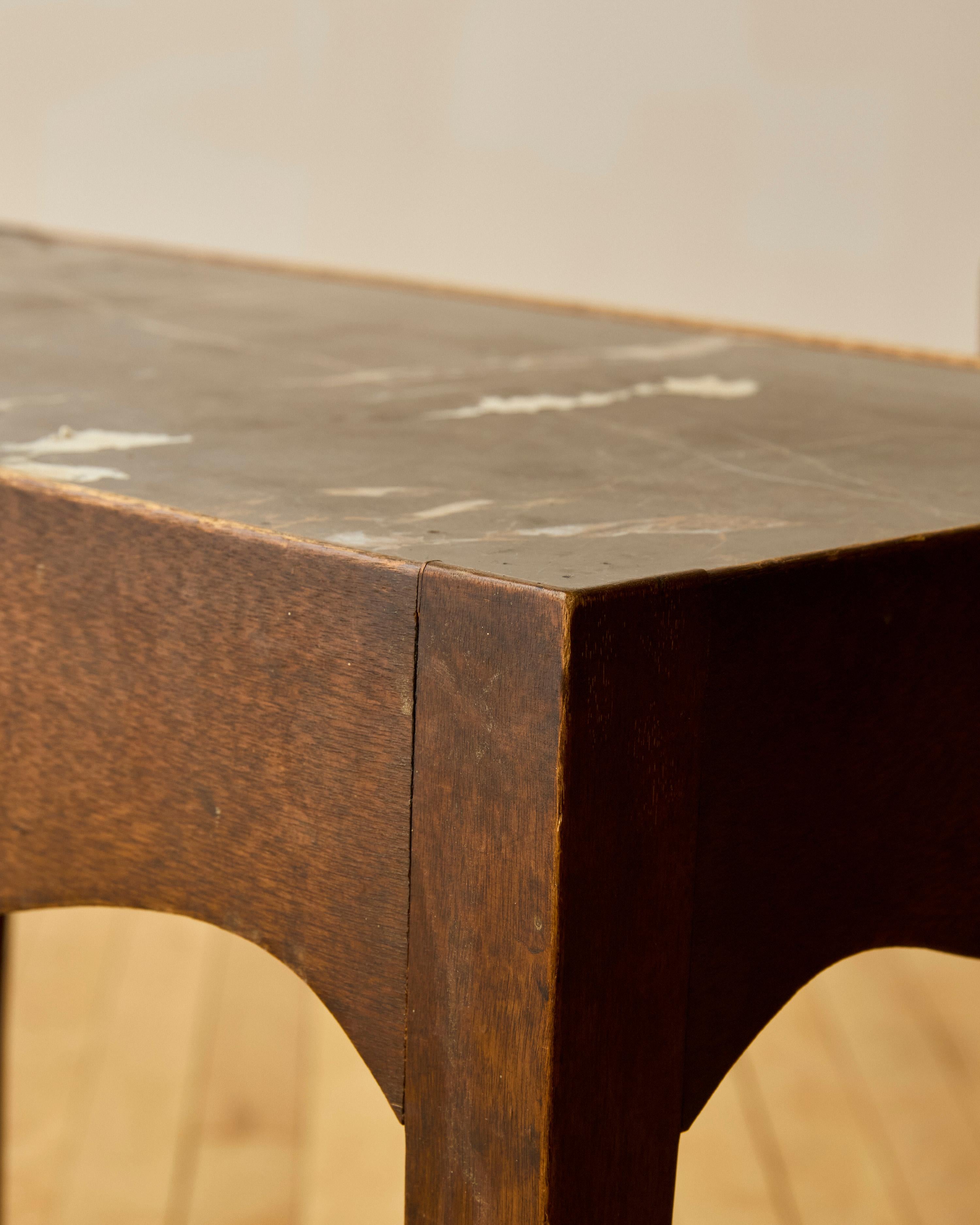 Pair of French Provincial Mahogany Side Tables with Marble Inset 2