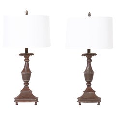 Pair of French Provincial Neoclassic Tin Table Lamps