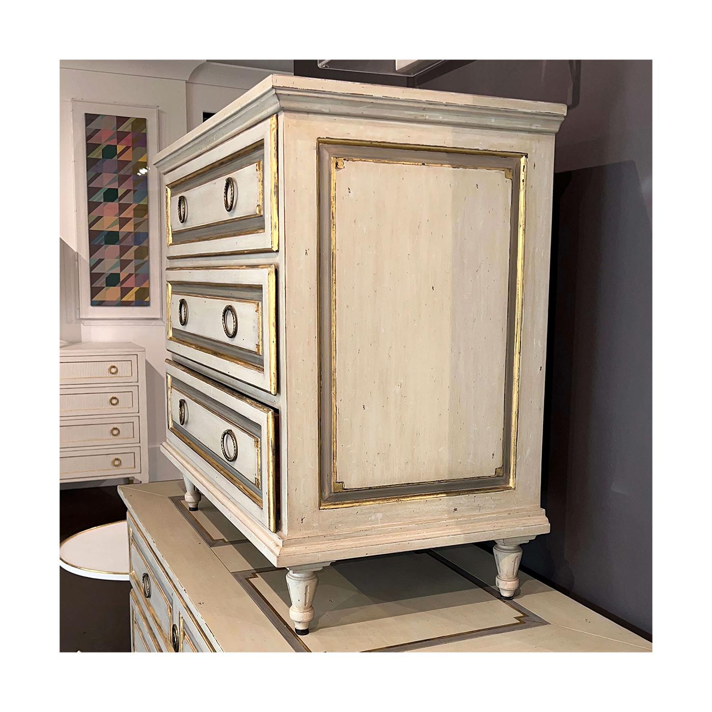 Contemporary Pair of French Provincial Painted Nightstands For Sale