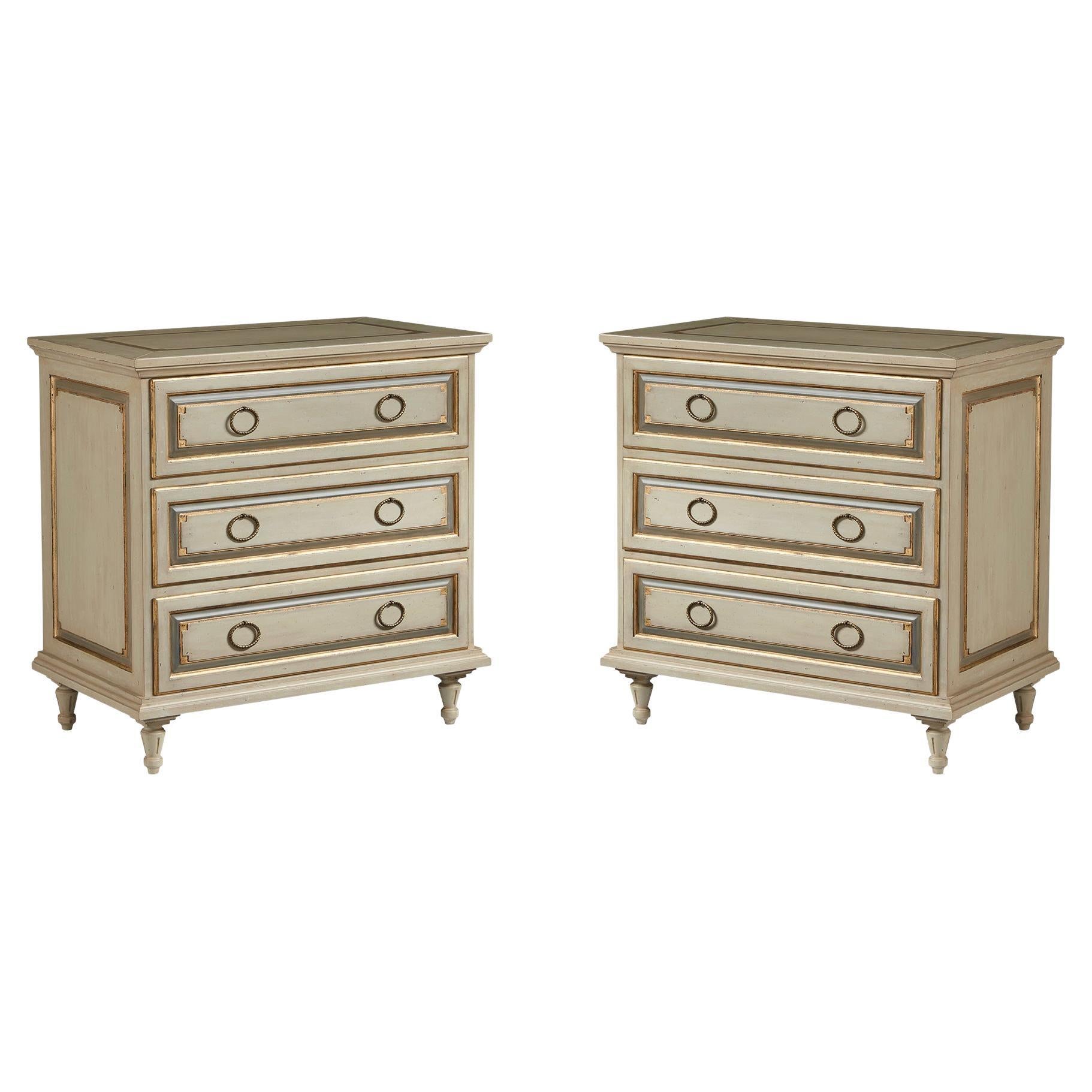 Pair of French Provincial Painted Nightstands For Sale