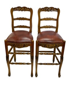 Pair of French Provincial Pine Bar Stools