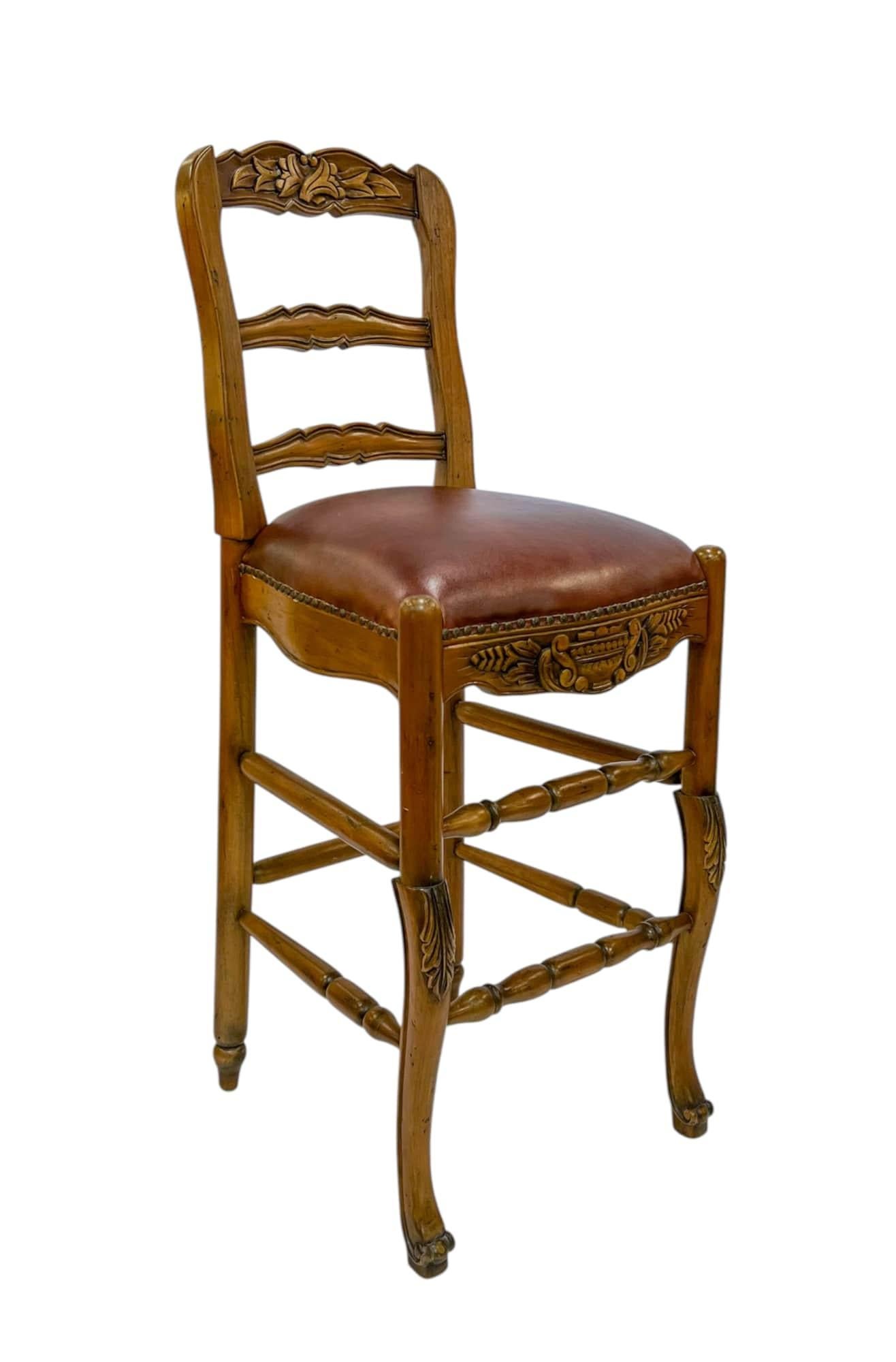 Pair of French Provincial Pine Bar Stools In Good Condition For Sale In North Palm Beach, FL