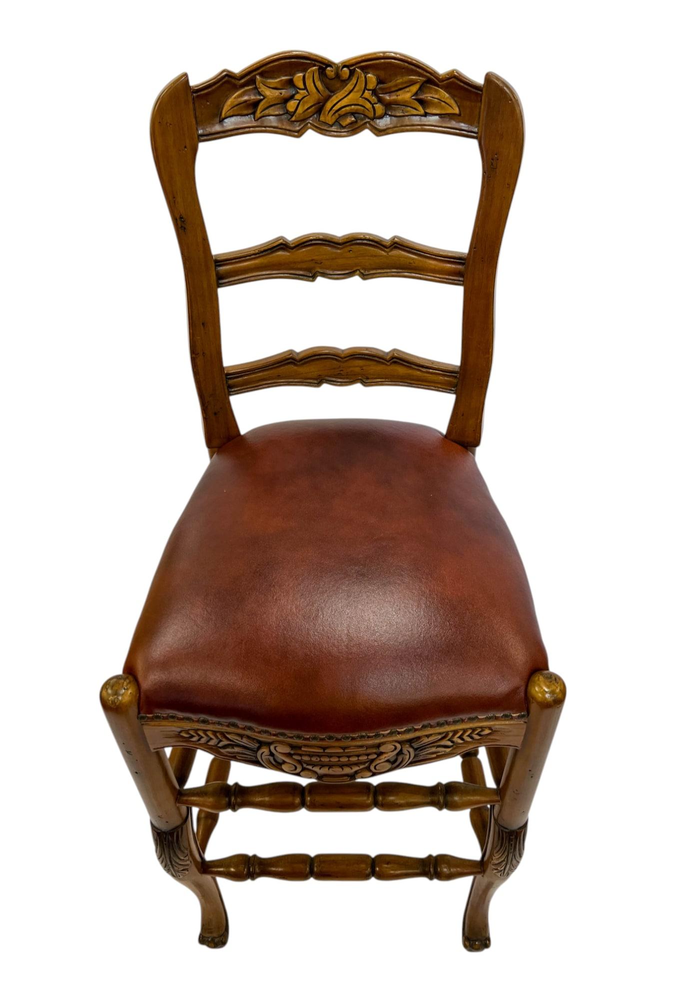 Pair of French Provincial Pine Bar Stools For Sale 4