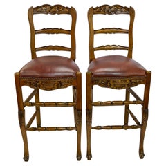 Pair of French Provincial Pine Bar Stools