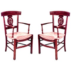 Pair of French Provincial Style '19th Century' Open Back Armchairs