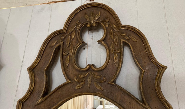 Wood Pair of French Provincial Style Carved Pier Mirror For Sale