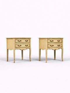 Pair of French Provincial Style “Limoges” Painted Night Stands by Drexel