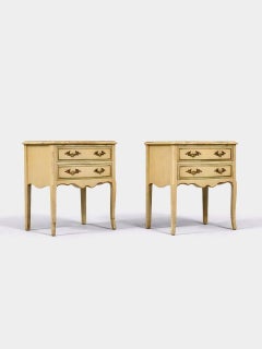 Pair of French Provincial Style “Limoges” Painted Night Stands by Drexel