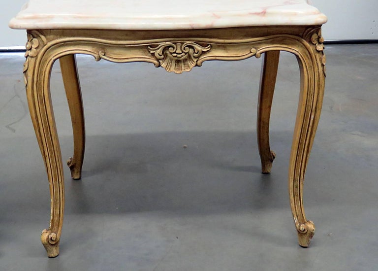 Pair of French Provincial Style MarbleTop End Tables For Sale at 1stDibs