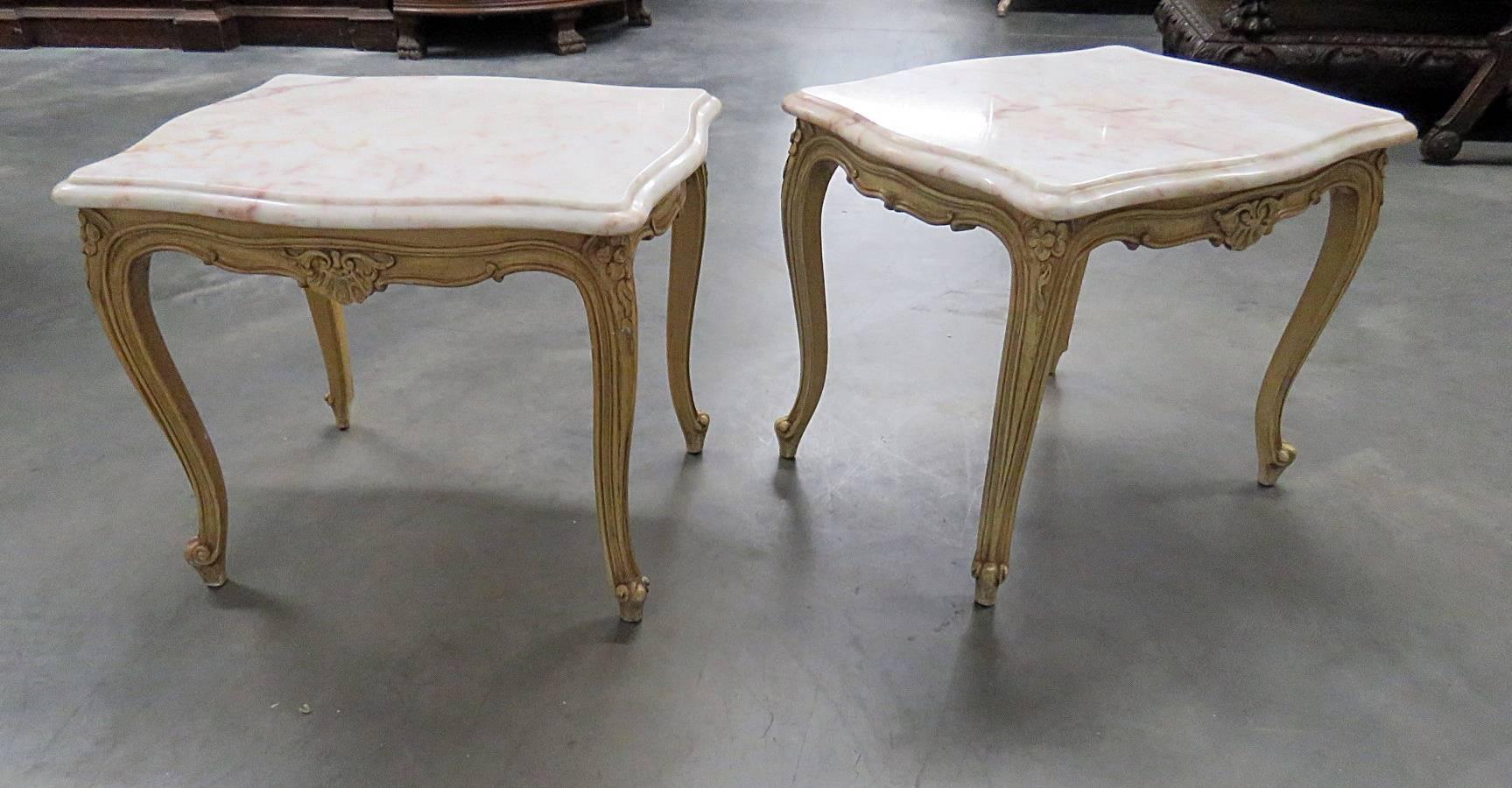 french provincial marble top end tables