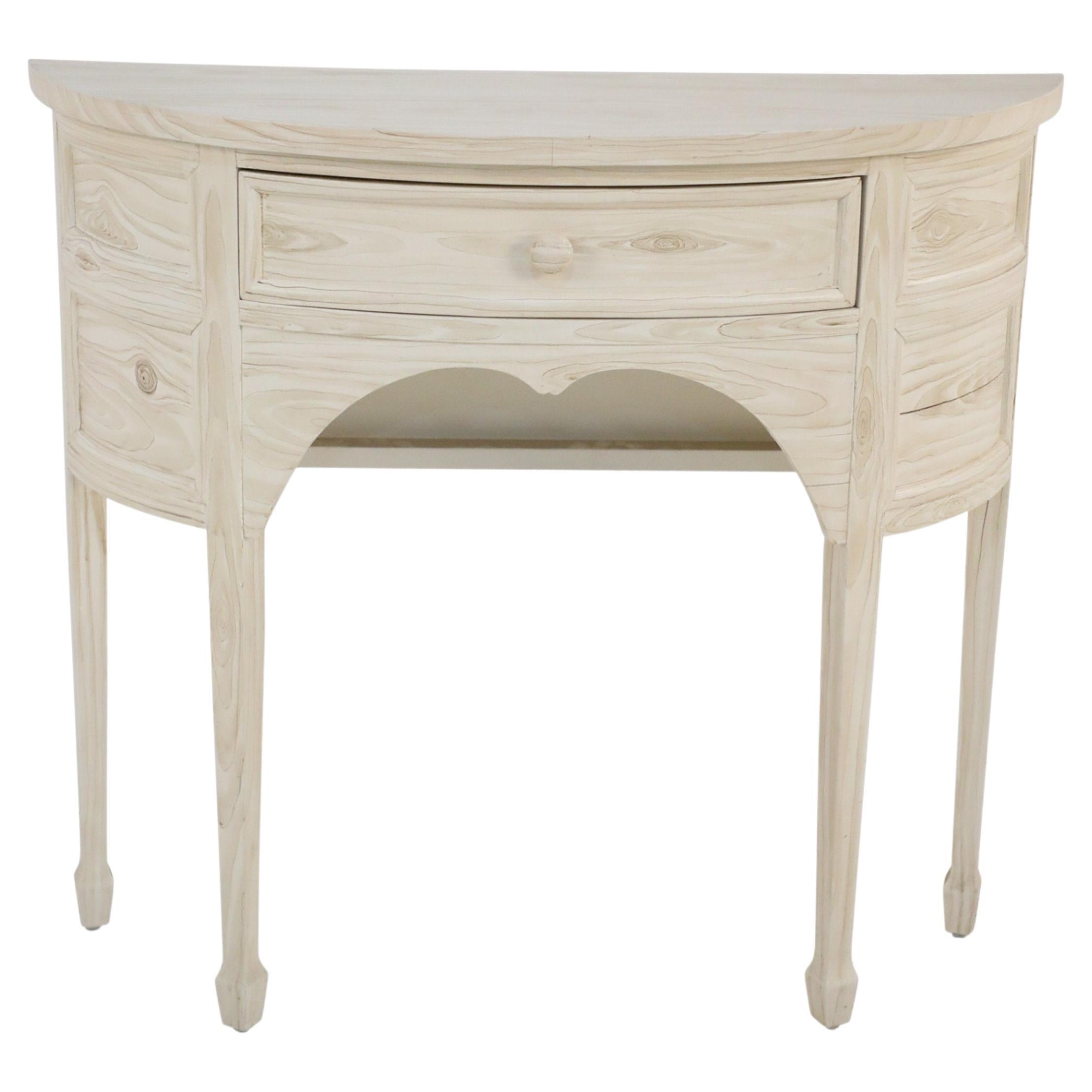 Pair of French Provincial Style Painted Demilune Console Tables For Sale