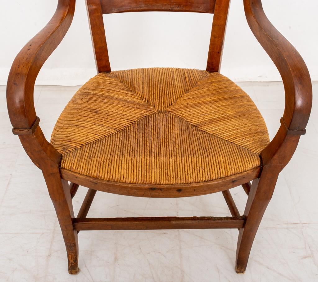 Pair of French Provincial Style Walnut Rush Seat Armchairs 1