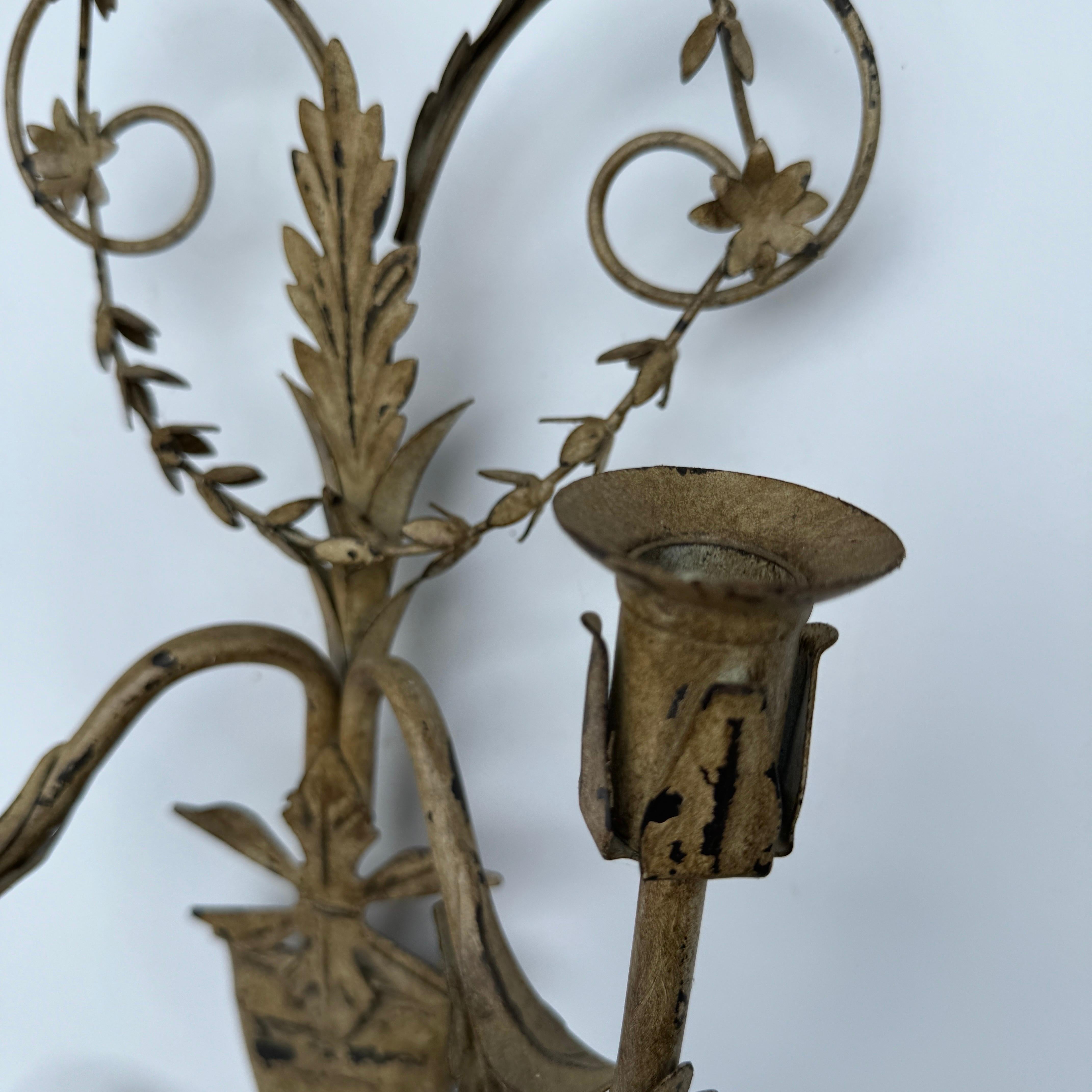 Pair of French Provincial Wall Candle Sconces For Sale 4
