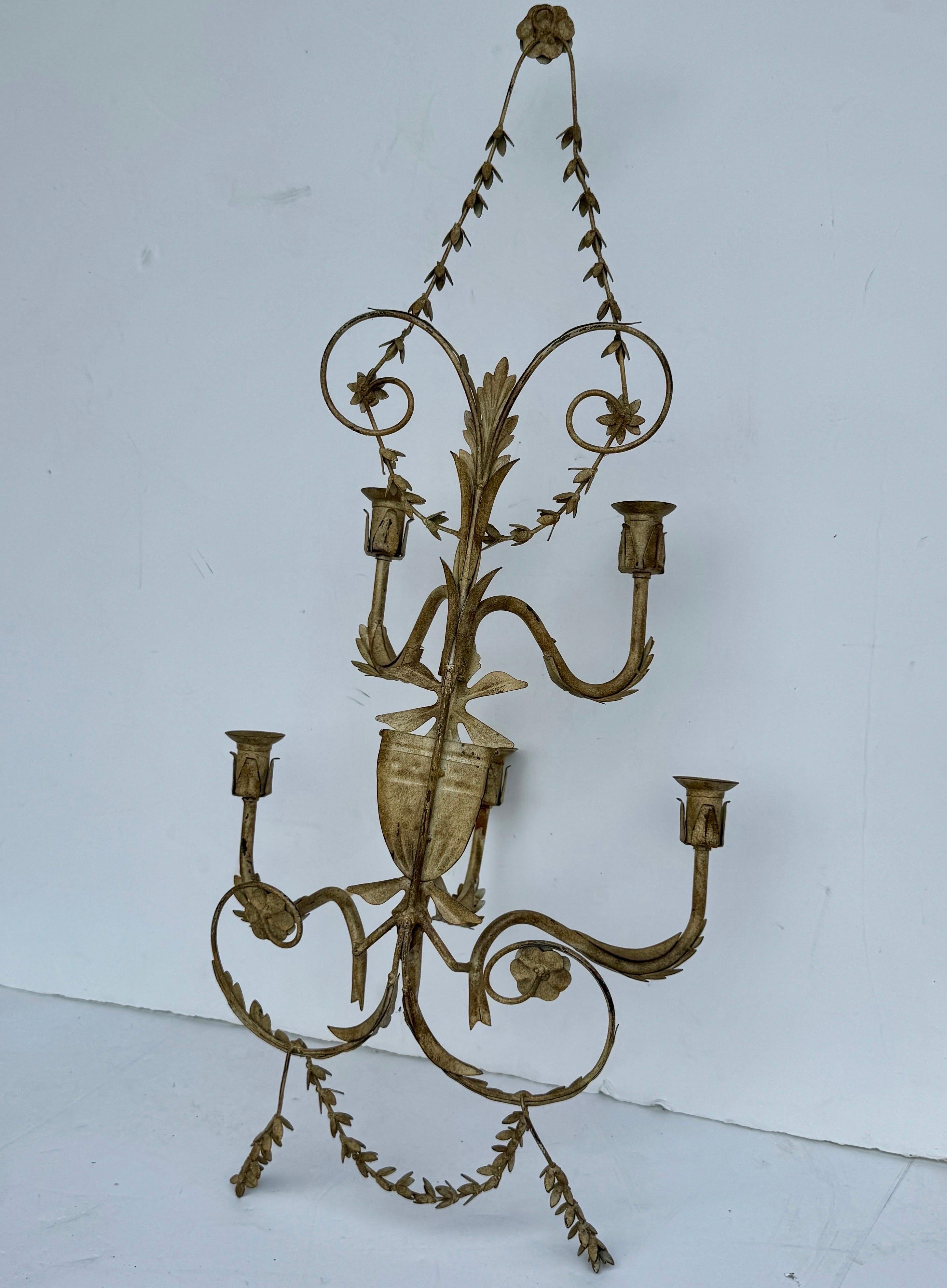 Pair of French Provincial Wall Candle Sconces For Sale 7