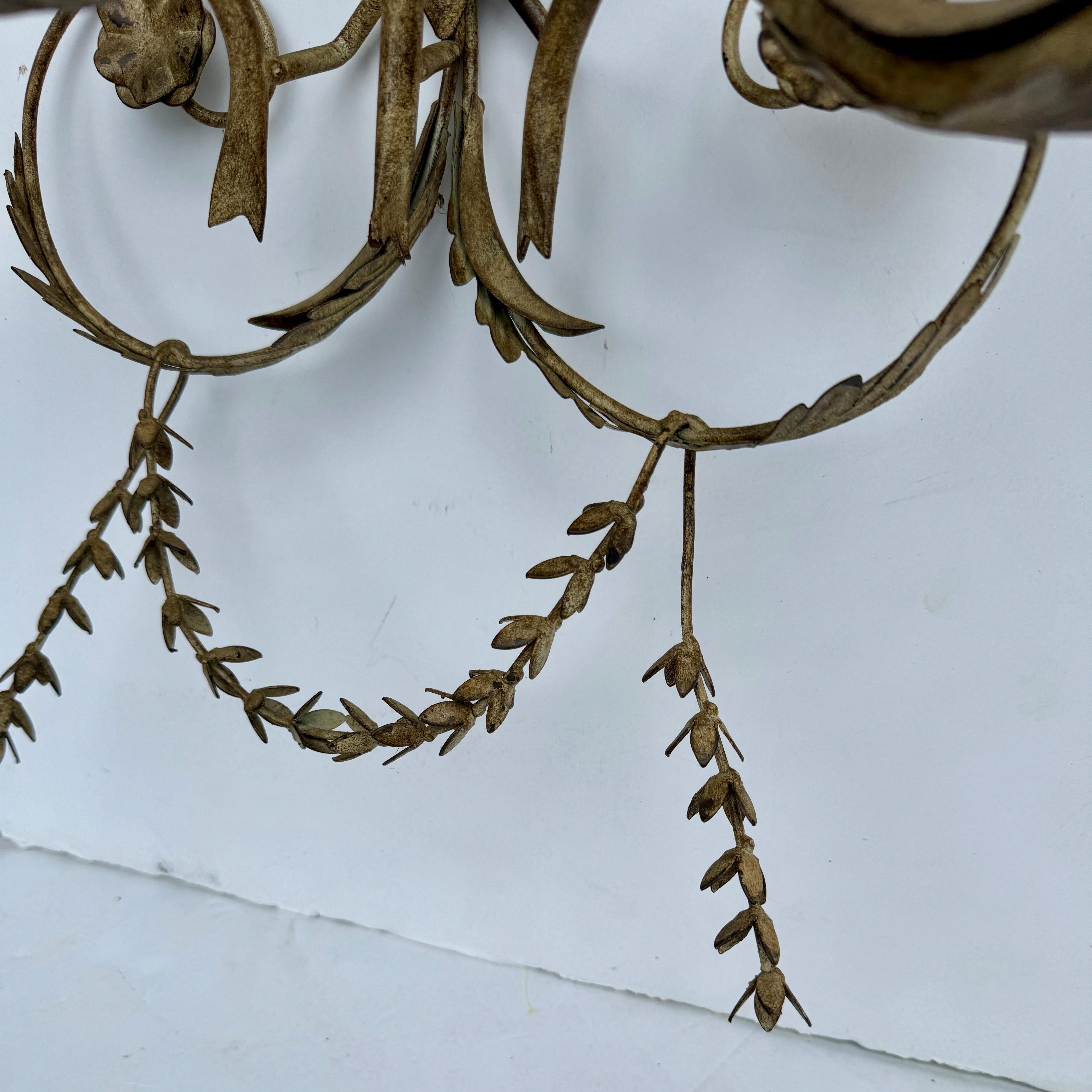 20th Century Pair of French Provincial Wall Candle Sconces For Sale
