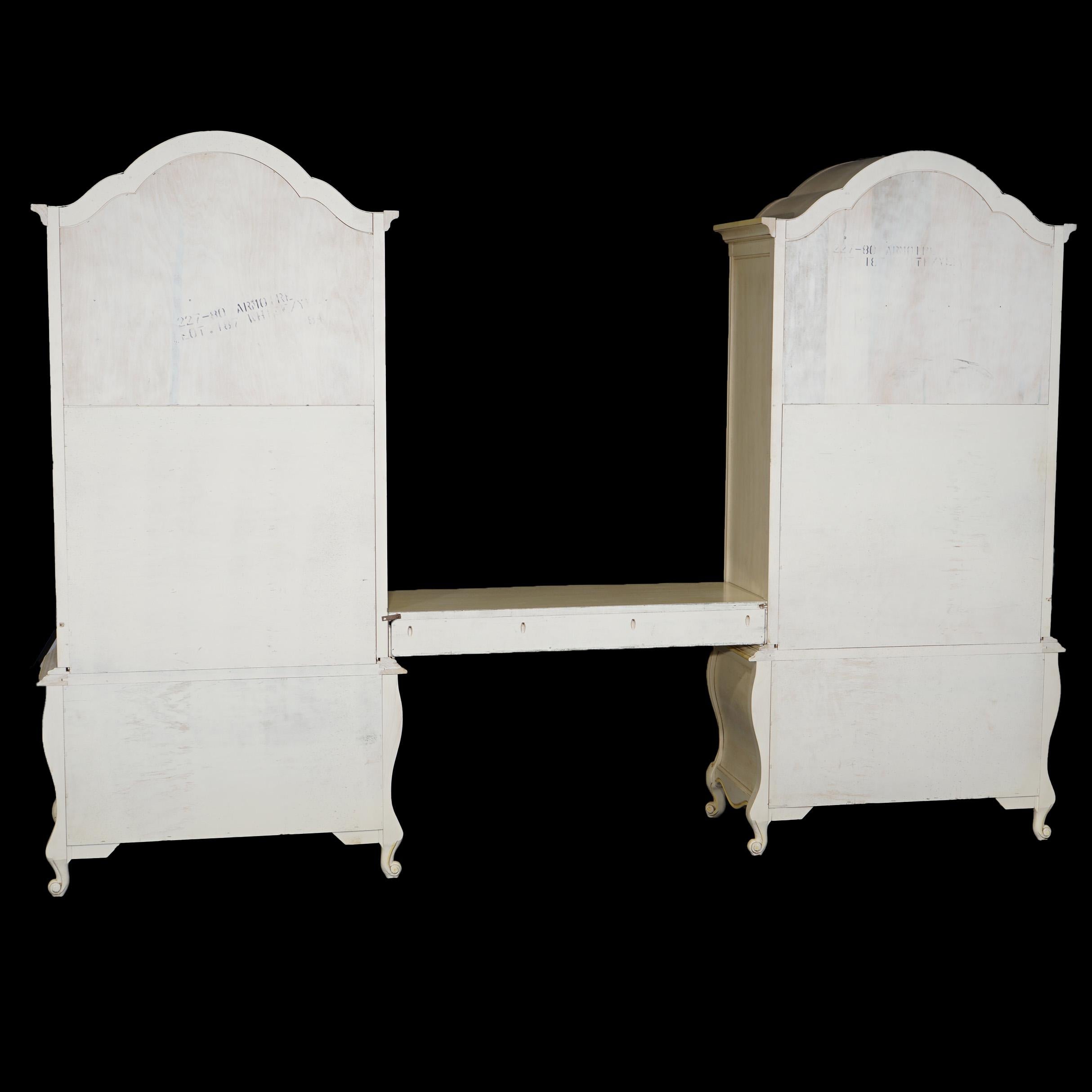 Pair of French Provincial Wardrobes with Dressing Table by Hickory, 20thC For Sale 7