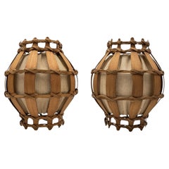 Pair of French Provincial Wooden Wall Lamps / Sconces, 1960s