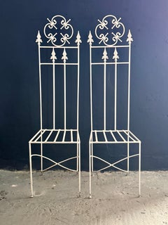 Pair of French Provincial Wrought Iron Chairs with Fleur-de-Lis Detailing