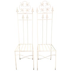 Pair of French Provincial Wrought Iron Chairs with Fleur-de-Lis Detailing