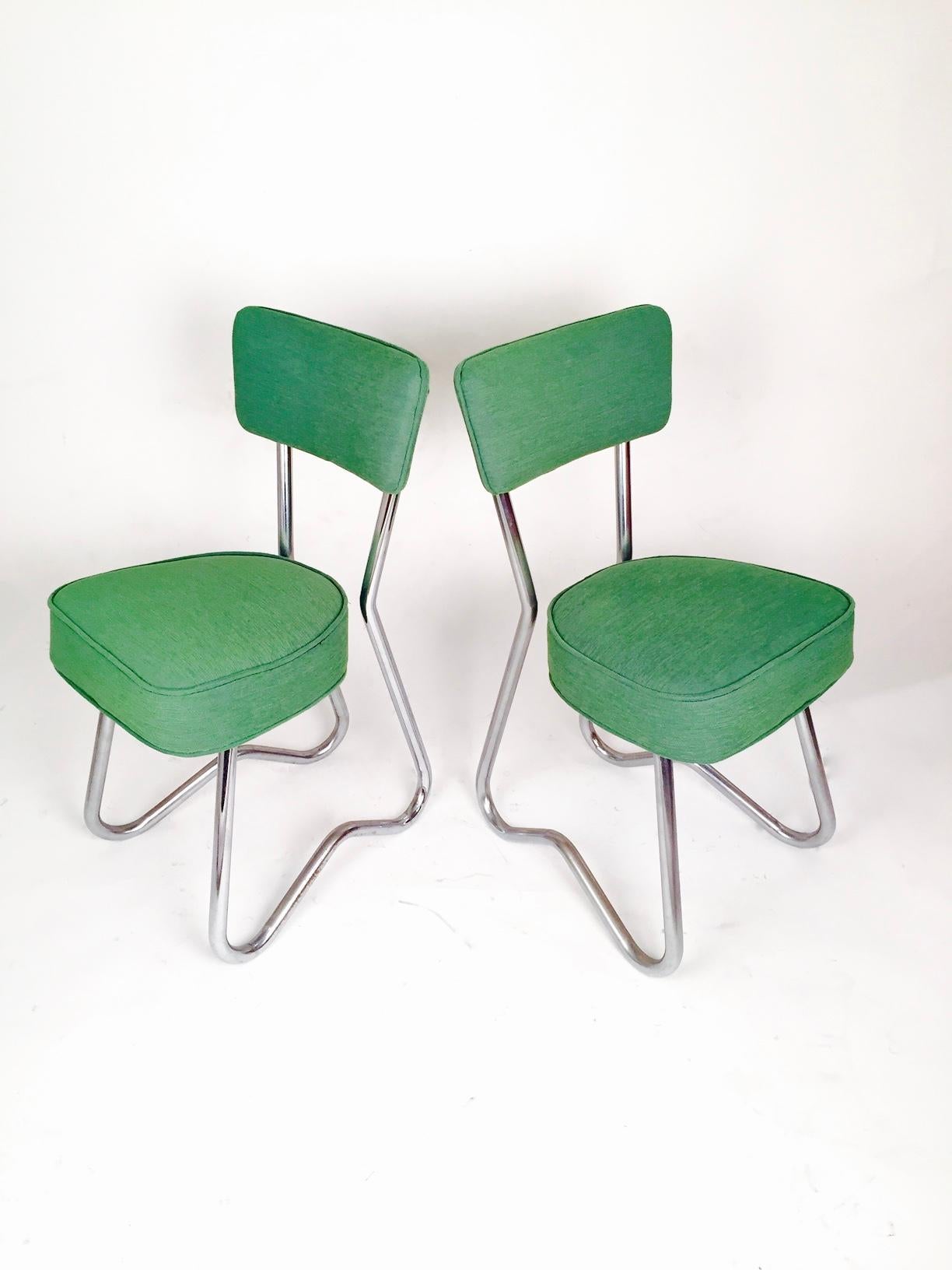 Mid-20th Century Pair of French Rationalist Chairs, Model 