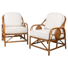 Pair of French Rattan and Cane Chairs