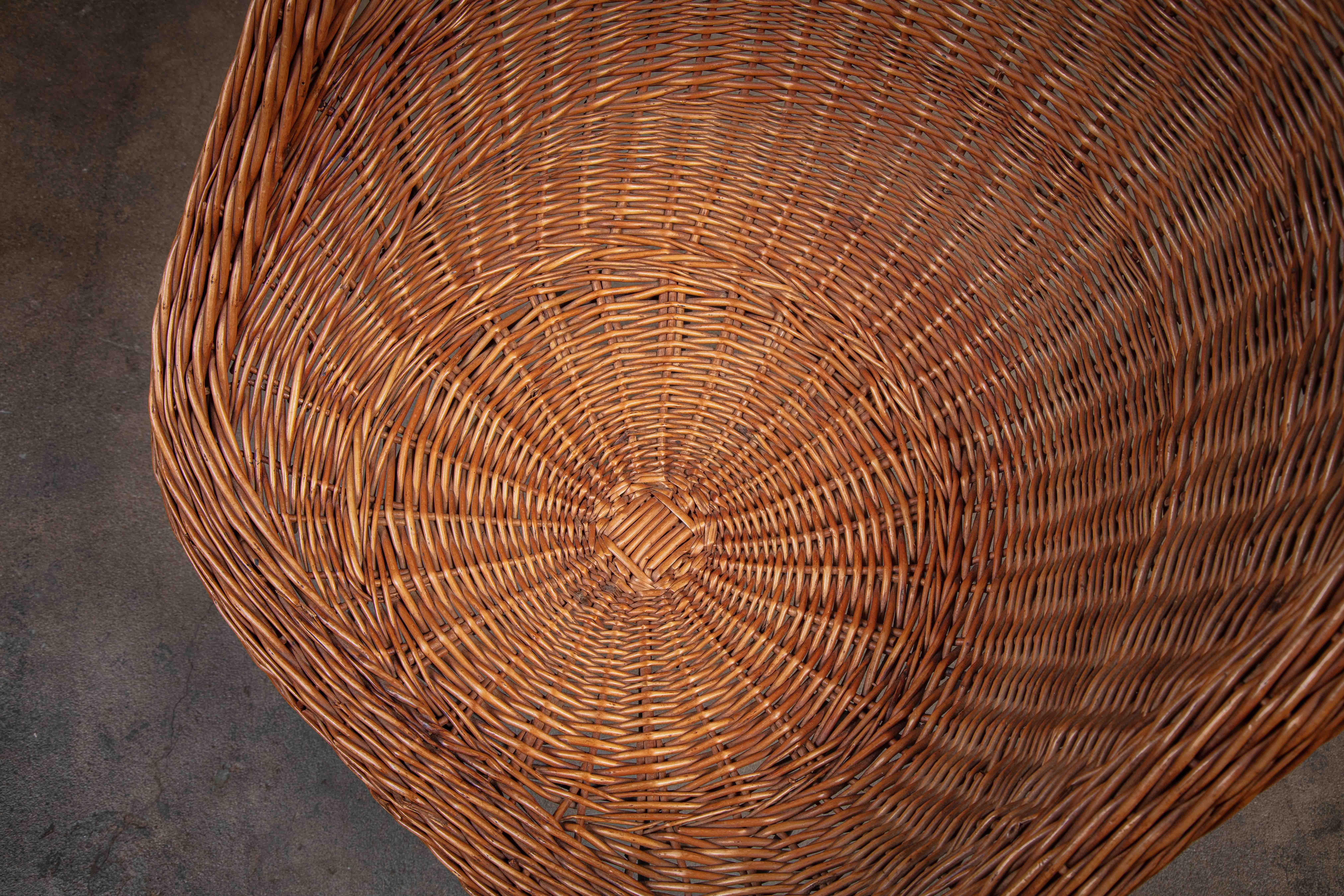 Mid-20th Century Pair of French Rattan Barrel Chairs